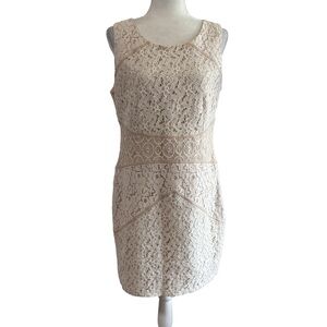 Willi Smith Ivory Floral Lace Sheath Dress | Sz 12 Lined